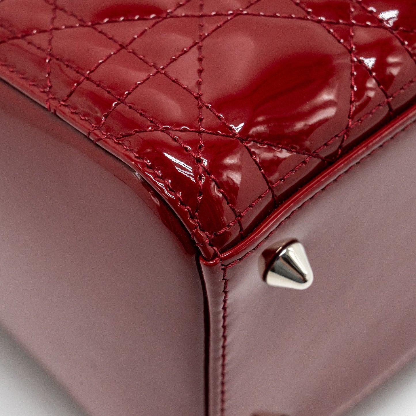 Dior Medium LadyDior Patent Dark Red SHW