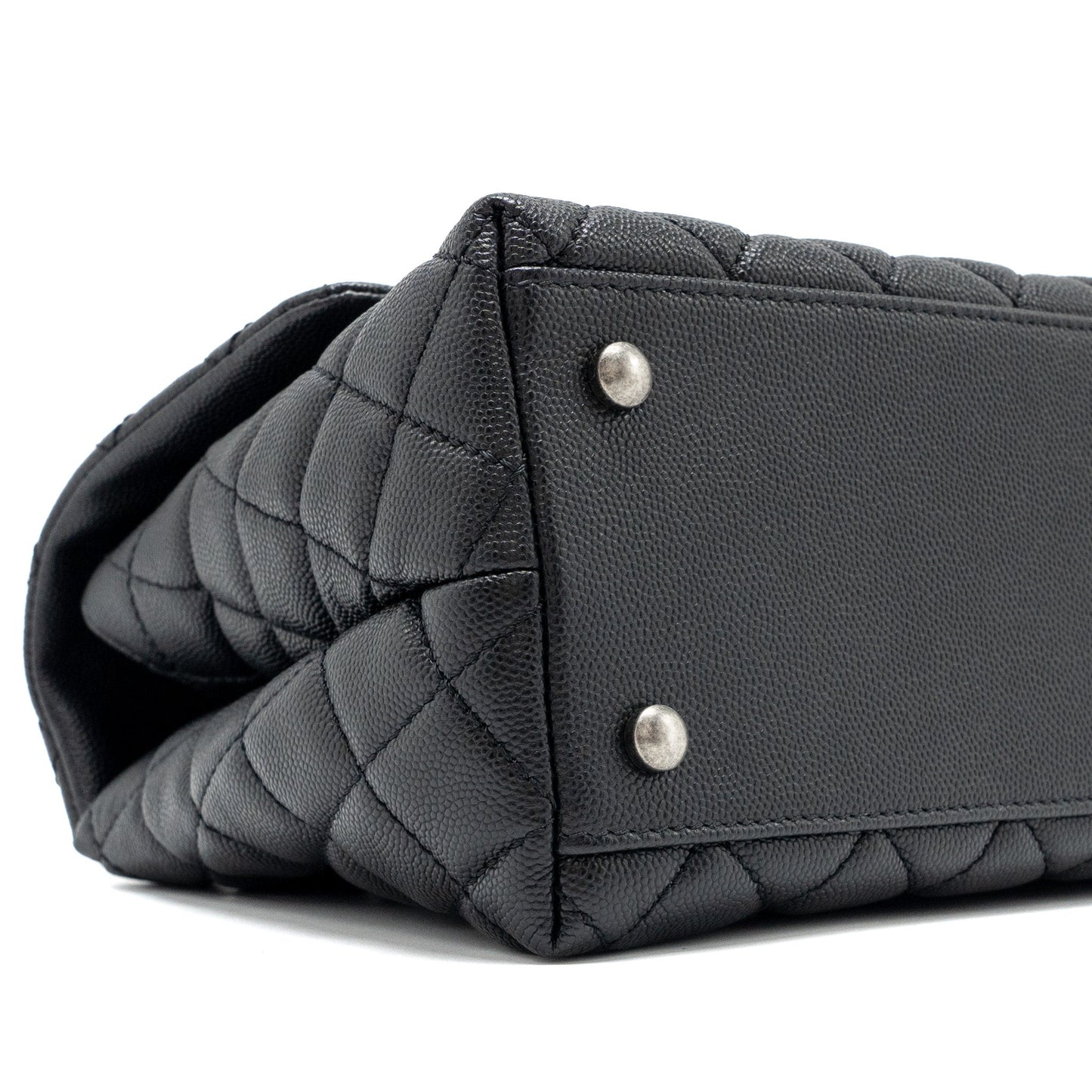 Chanel Medium Coco Handle Caviar / Lizard Handle Black Ruthenium Hardware