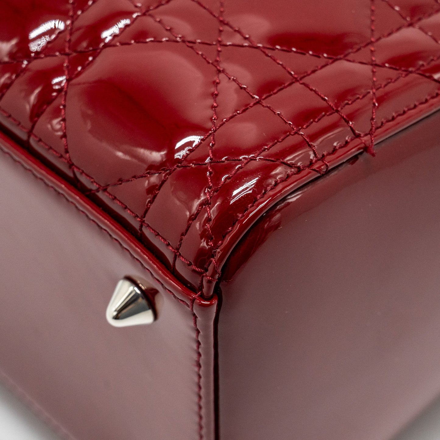 Dior Medium LadyDior Patent Dark Red SHW