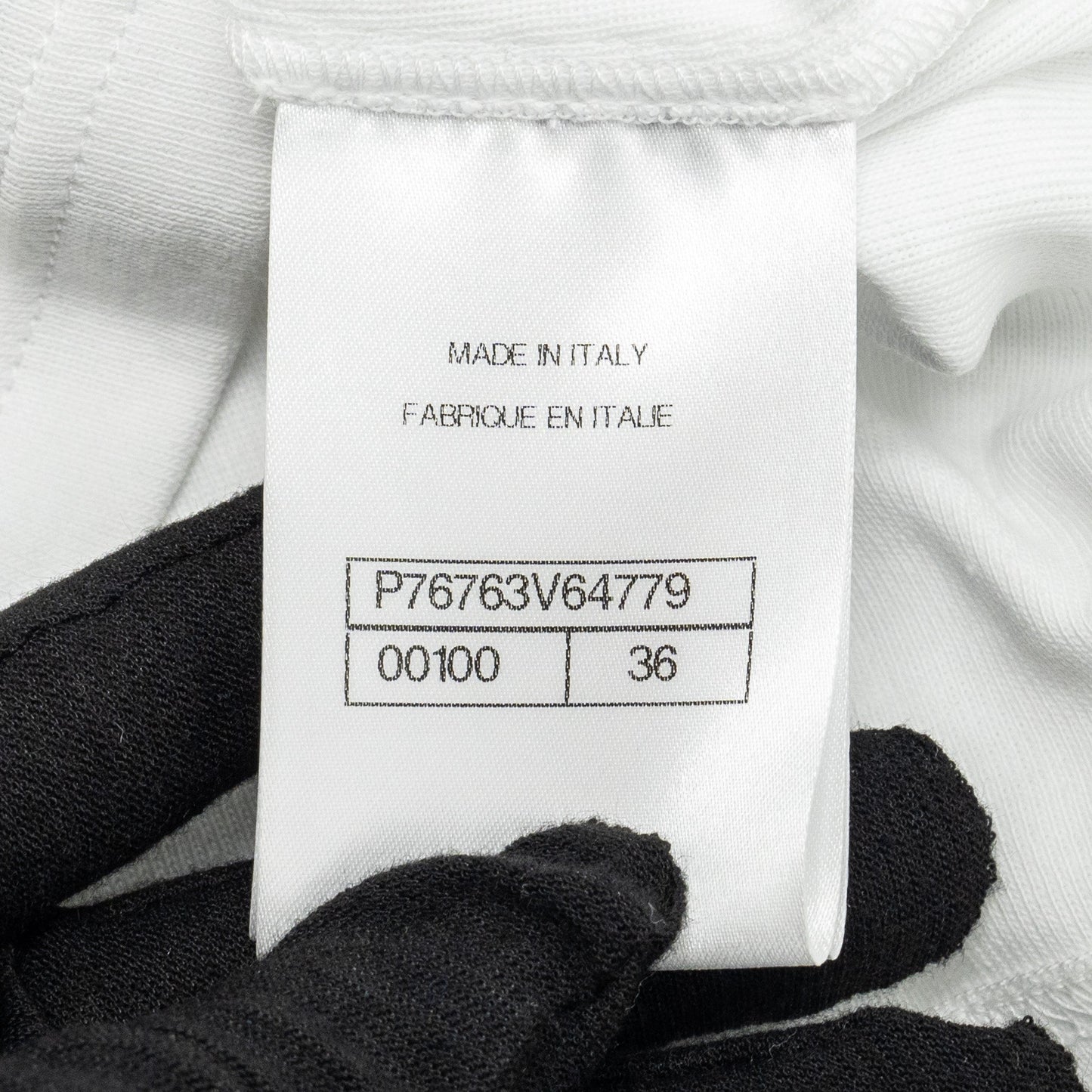 Chanel size 36 top embroidered cotton jersey / cotton white/blue/black