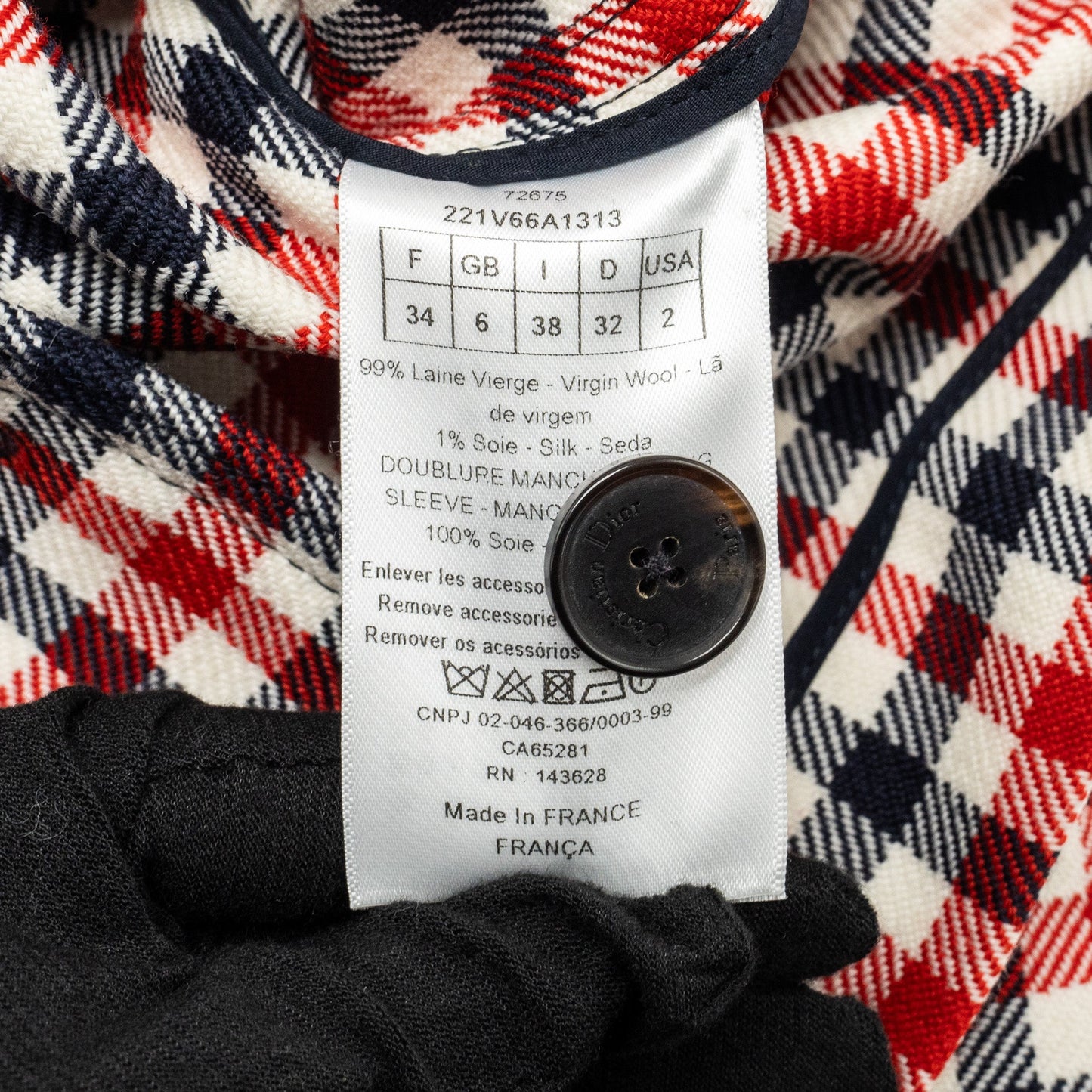Dior size 34 Plaid Patterns jacket virgin wool Red/multicolour