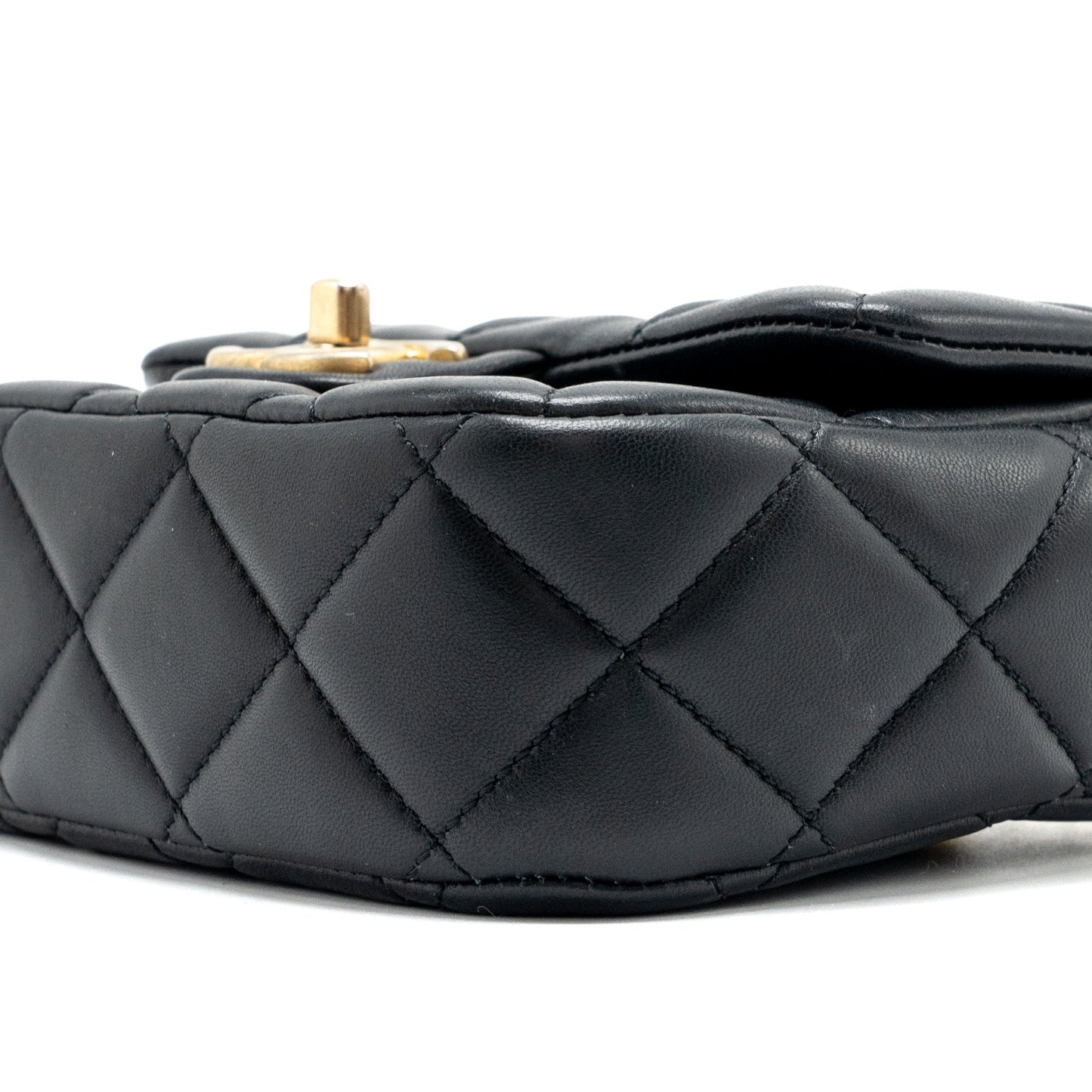 Chanel quilted flap bag with heart charm chain lambskin Black GHW (microchip)