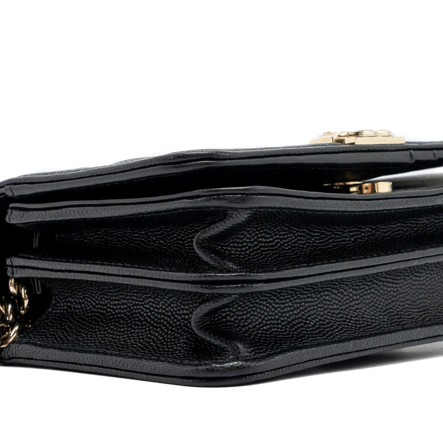 Chanel boy chain clutch caviar black LGHW (microchip)