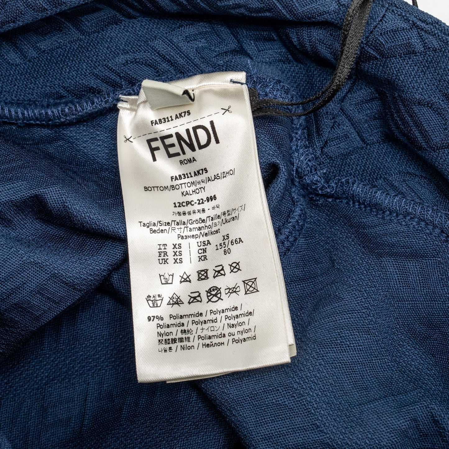 Fendi Size XS Fendi Logo Leggings Polyamide/Elastane Dark Blue