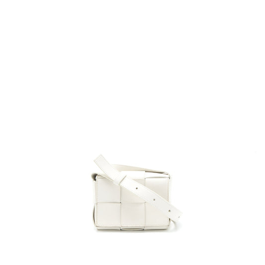 Bottega Veneta Mini Cassette Crossbody Bag Lambskin White