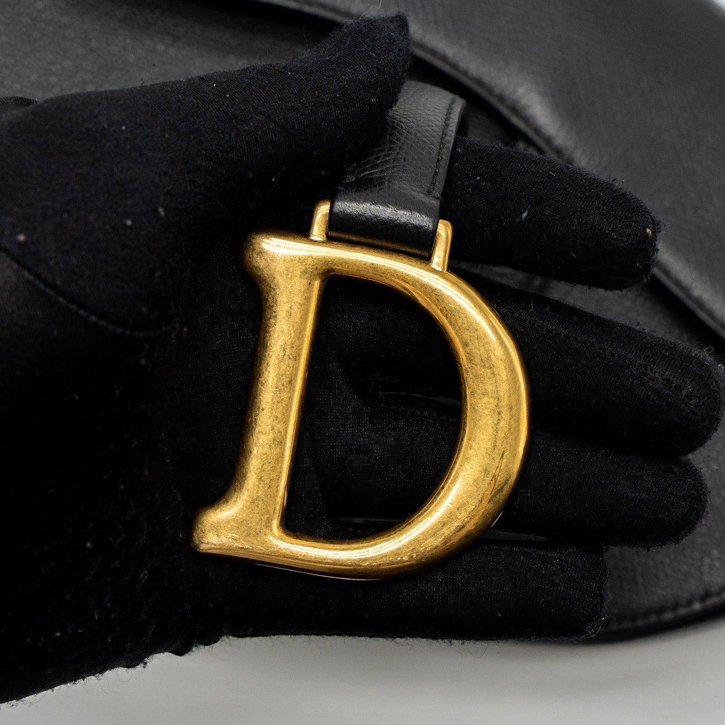 Dior Medium Saddle Bag Grained Calfskin Black GWH