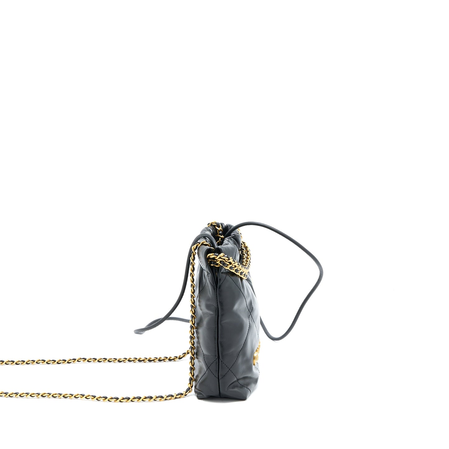 Chanel Mini 22 Bag Shiny Calfskin Black GHW (Microchip)