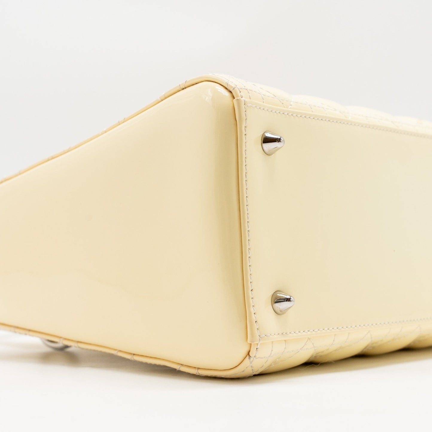 Dior Medium Lady Dior Patent Light Yellow SHW