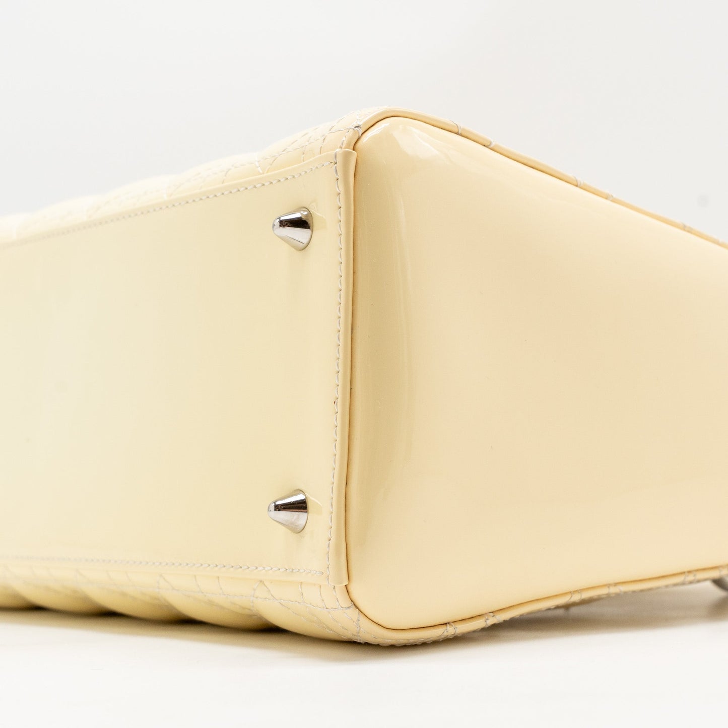 Dior Medium Lady Dior Patent Light Yellow SHW