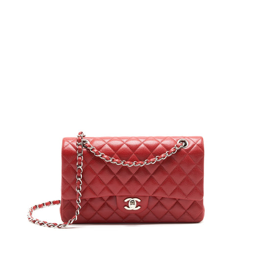 Chanel Medium Classic Double Flap Caviar Red SHW