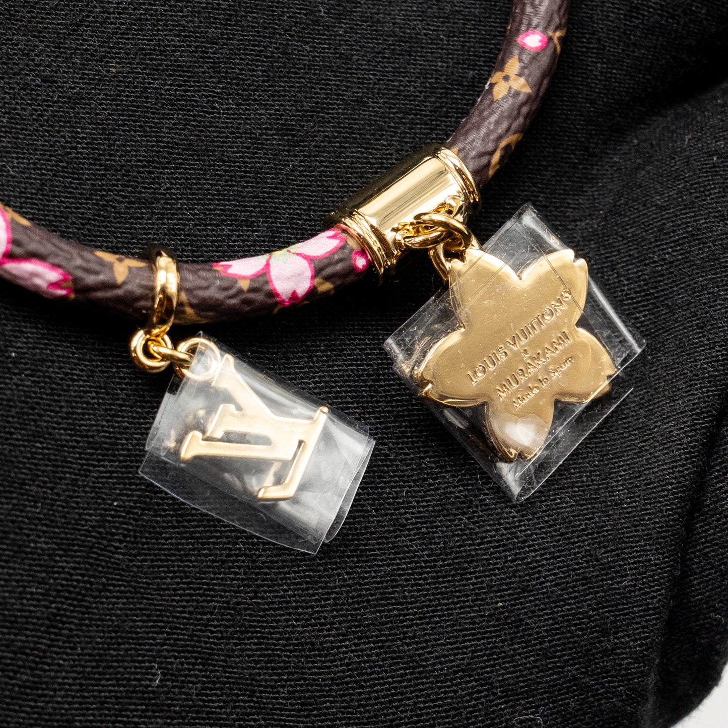 Louis Vuitton x Takashi Murakami Size 17 Cherry Blossom Bracelet Canvas Brown/Pink GHW