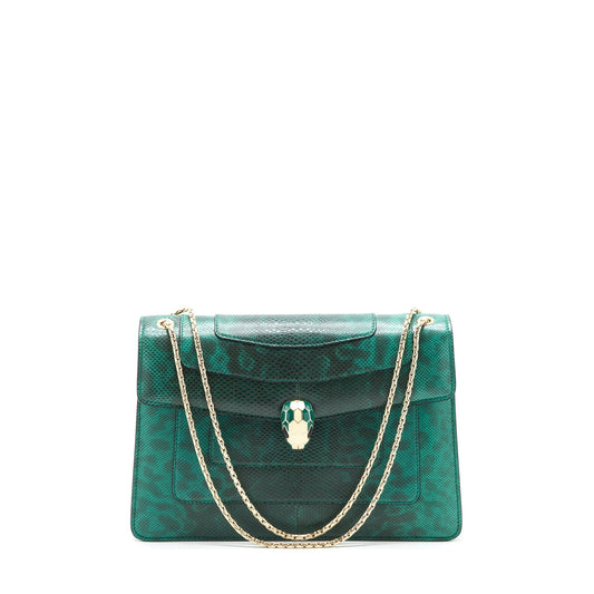 Bvlgari Serpenti Forever Shoulder Bag Forest Emerald green shiny karung skin