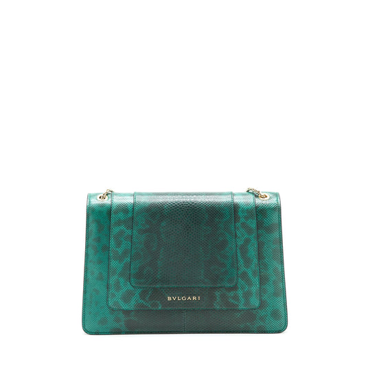 Bvlgari Serpenti Forever Shoulder Bag Forest Emerald green shiny karung skin