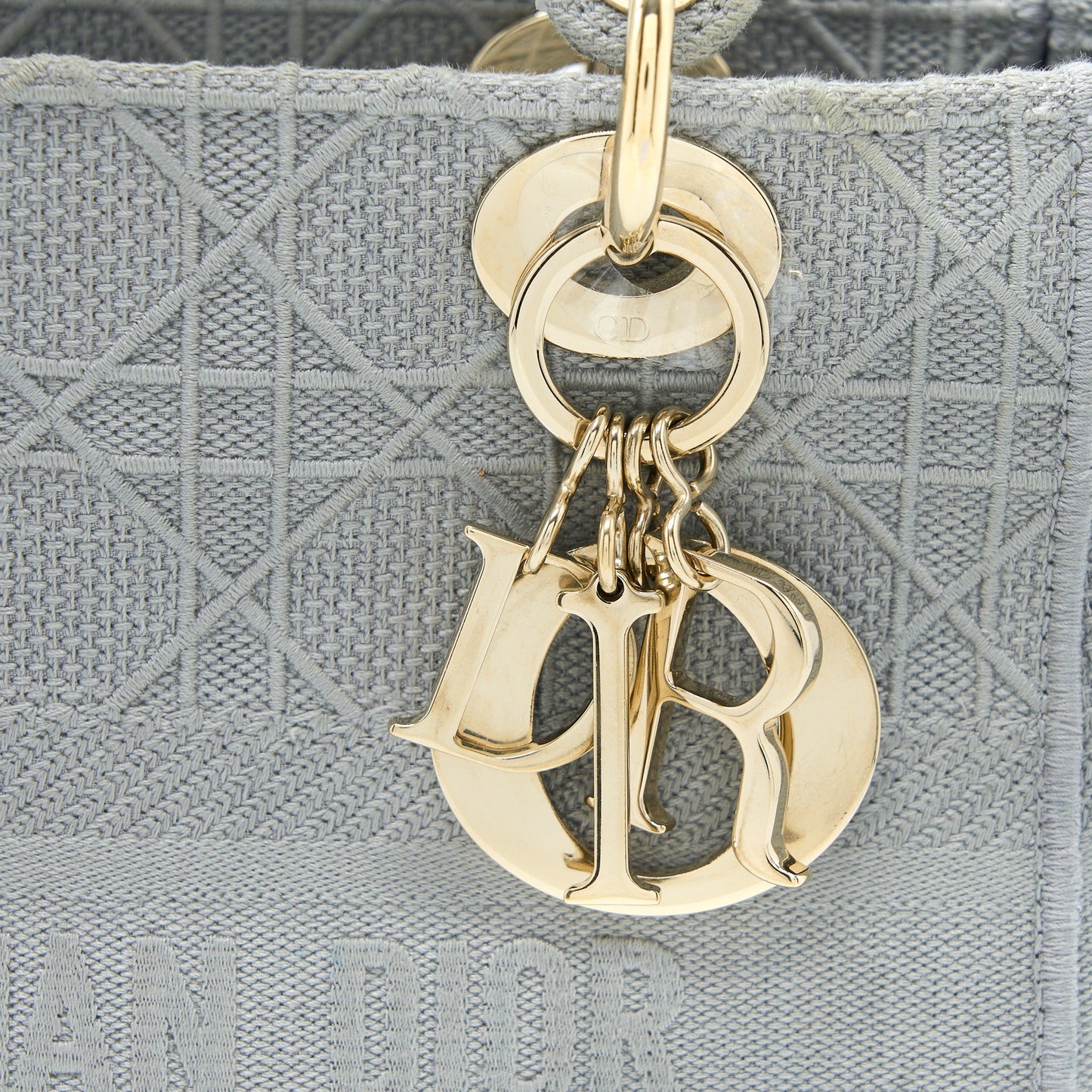 Dior Medium Lady D-lite Bag Cannage Embroidery Grey LGHW