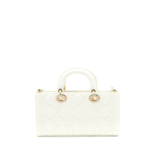 Dior Lady D-Joy Bag Latte Cannage Lambskin White LGHW