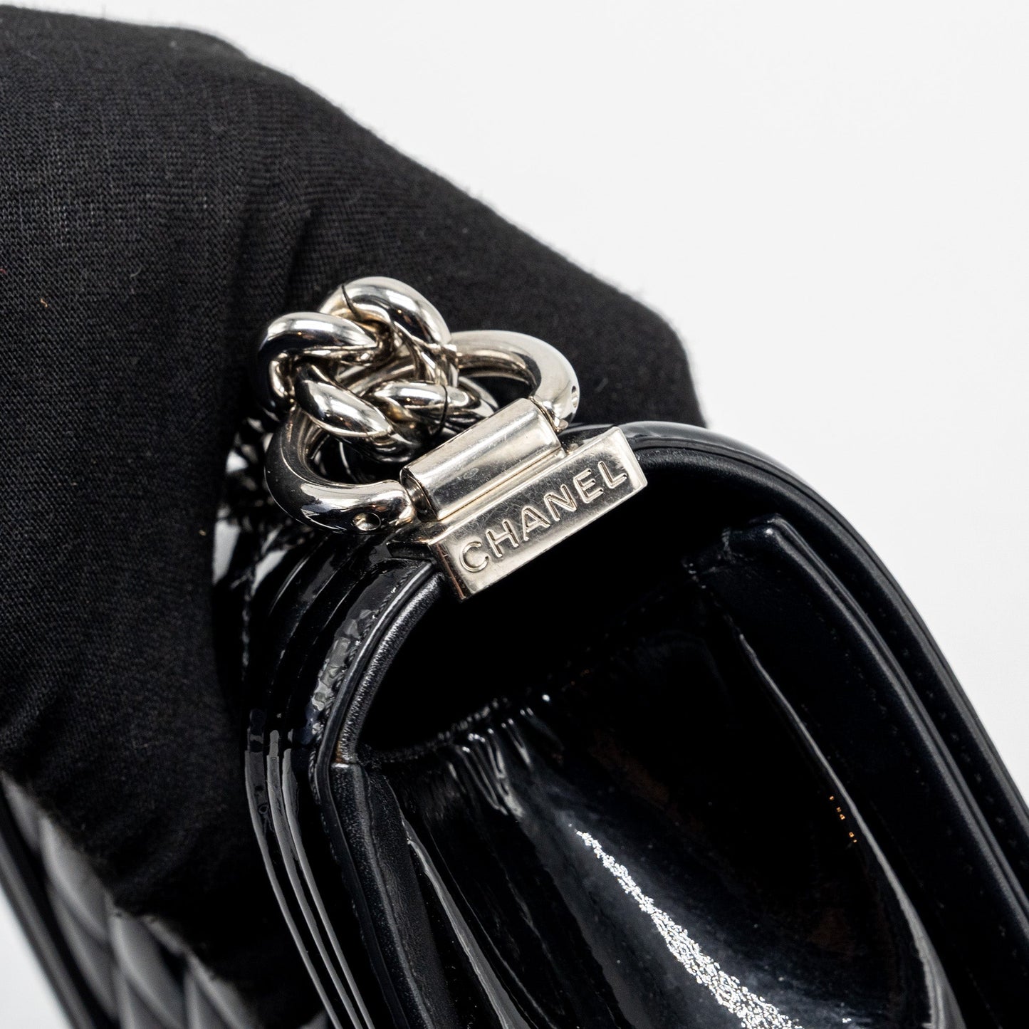 Chanel Small Boy Bag Patent Black Multicolour Hardware