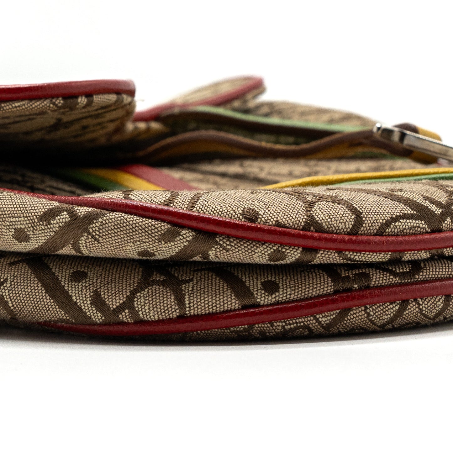 Dior Vintage Saddle Bag Canvas/ Leather Multicolour SHW