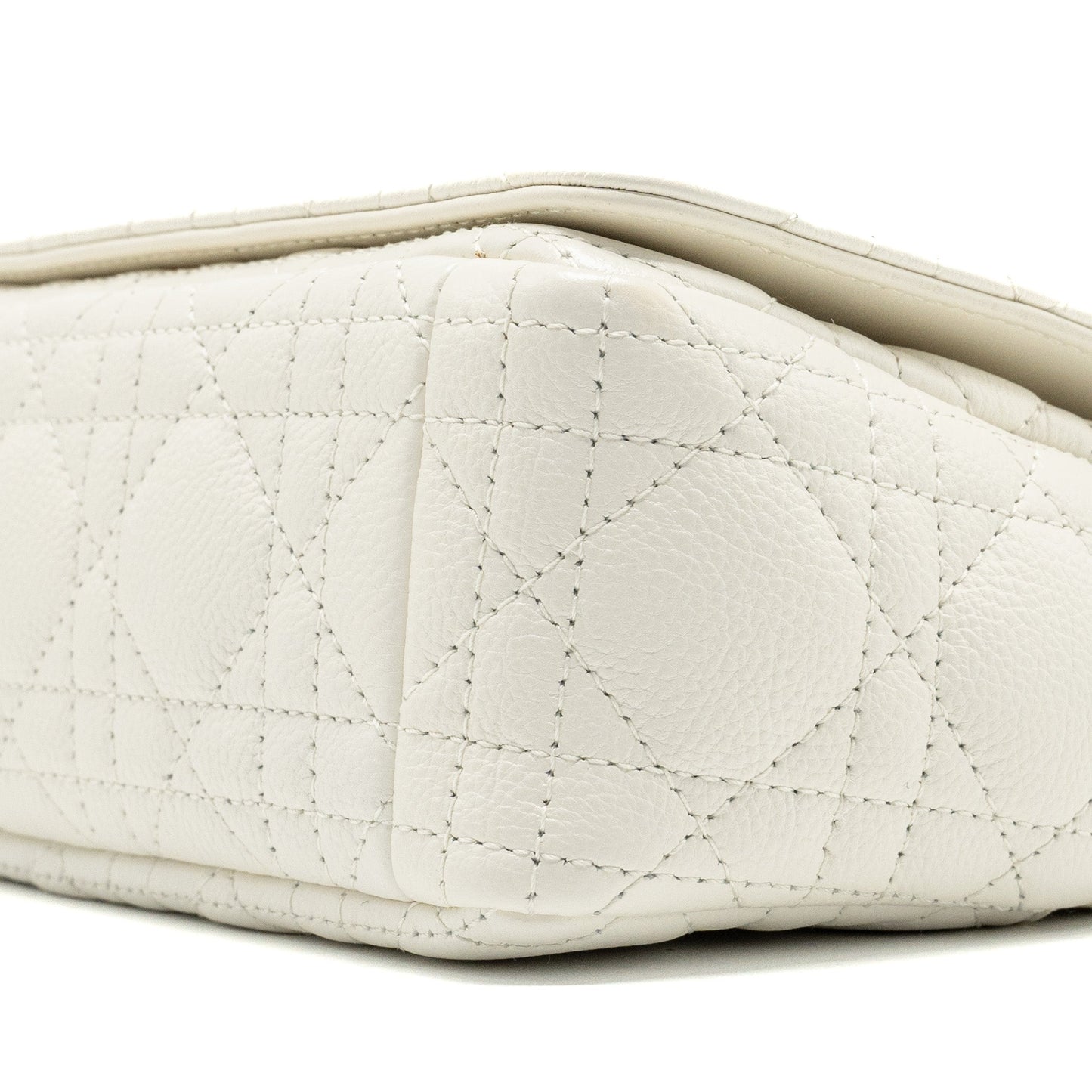 Dior Caro S flap bag calfskin white GHW