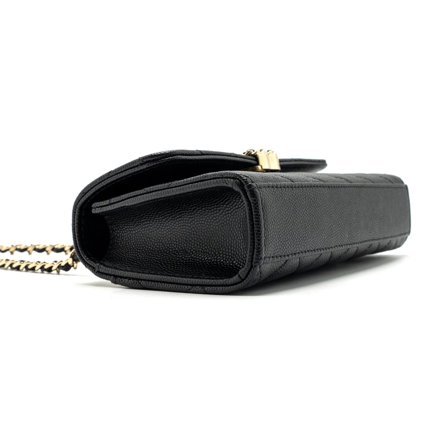 chanel 23p top handle mini flap bag with chain caviar black LGHW (microchip)
