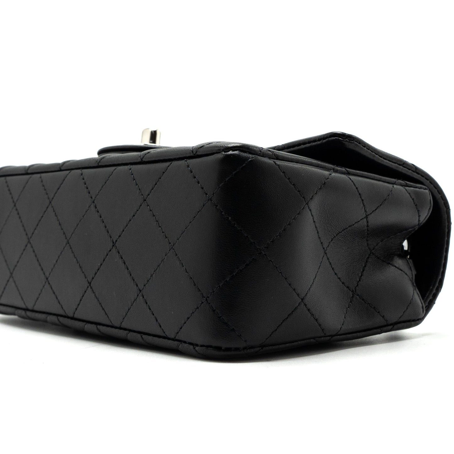 Chanel mini rectangular flap bag lambskin black SHW (MICrochip)