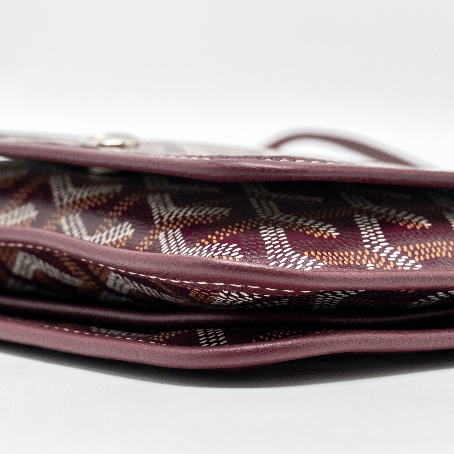 Goyard Plumet Wallet Clutch Goyardine Canvas/Leather Burgundy SHW