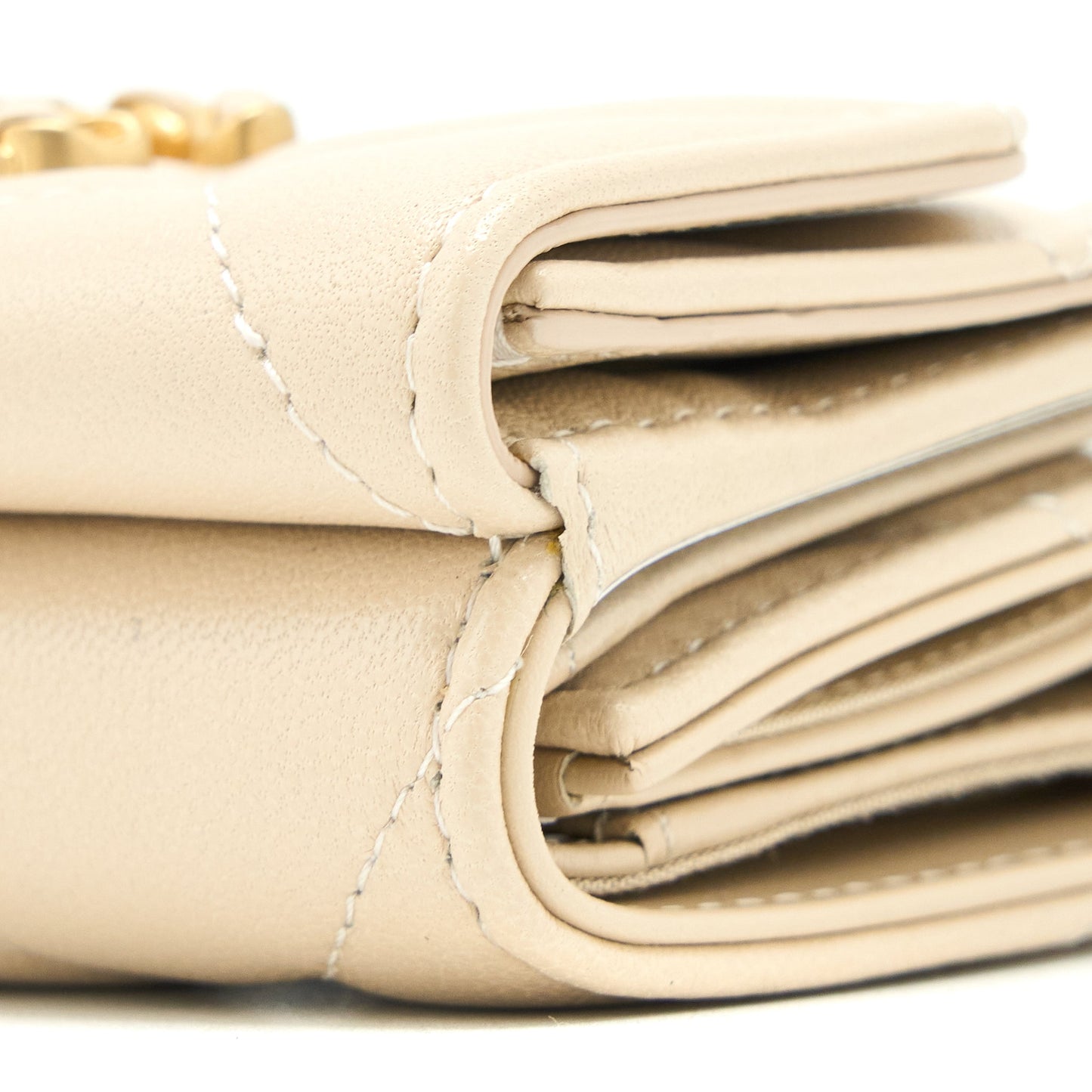 Chanel 19 Flap Compact Wallet Lambskin Beige GHW