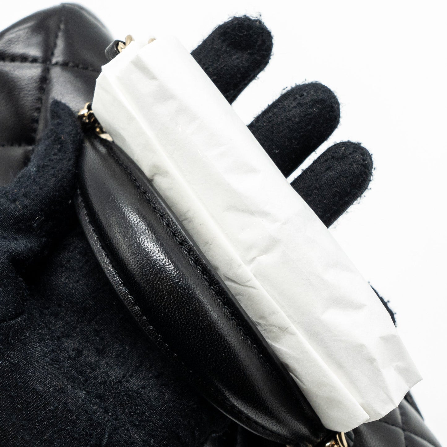 Chanel top handle mini rectangular flap bag lambskin black LGHW (microchip)