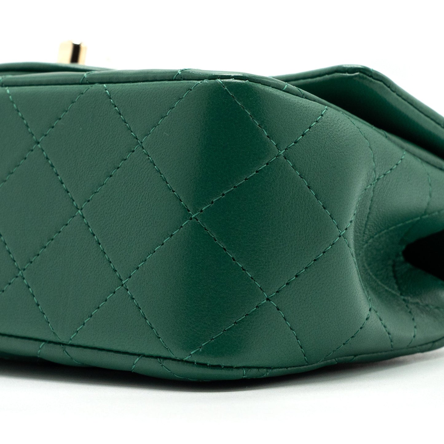 Chanel Top Handle Mini Flap Bag with Chain Lambskin Green LGHW (Microchip)