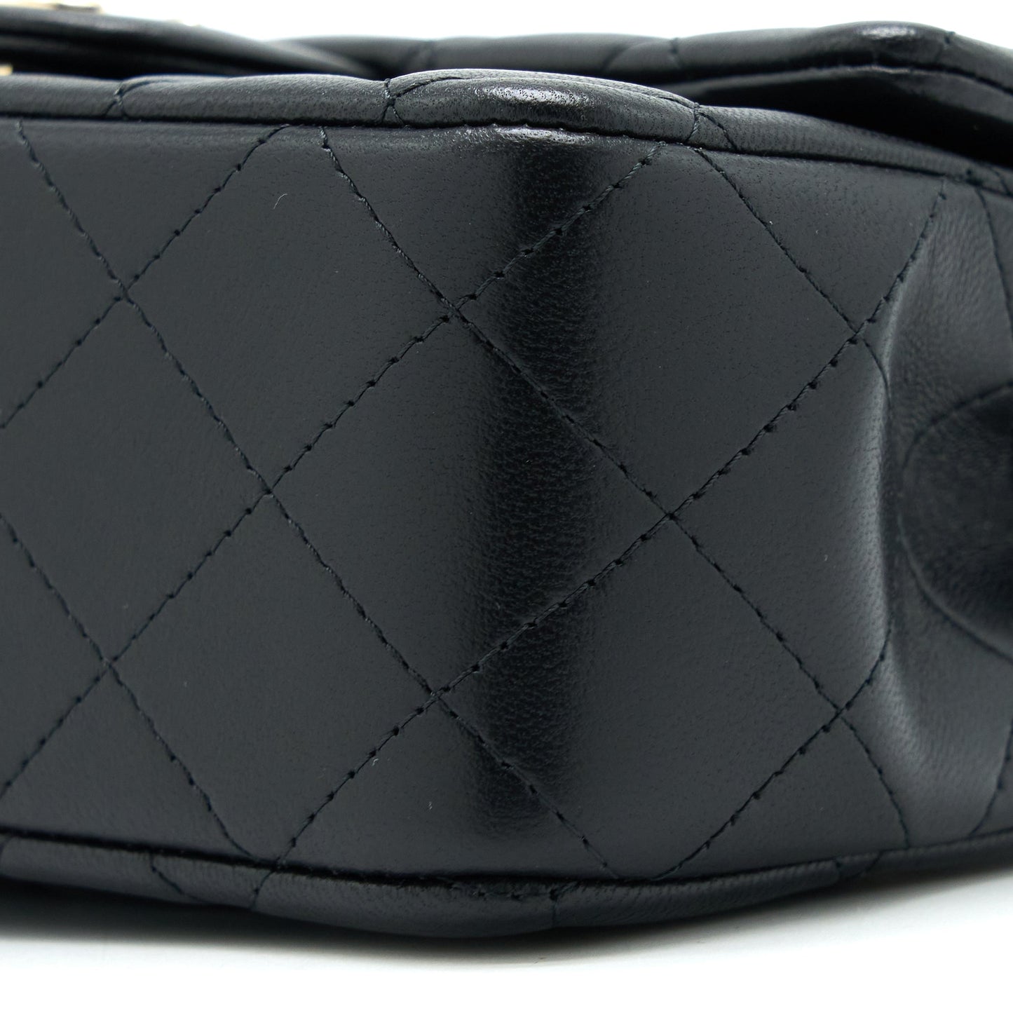 Chanel Top Handle Mini Rectangular Flap Bag Lambskin Black LGHW (Microchip)
