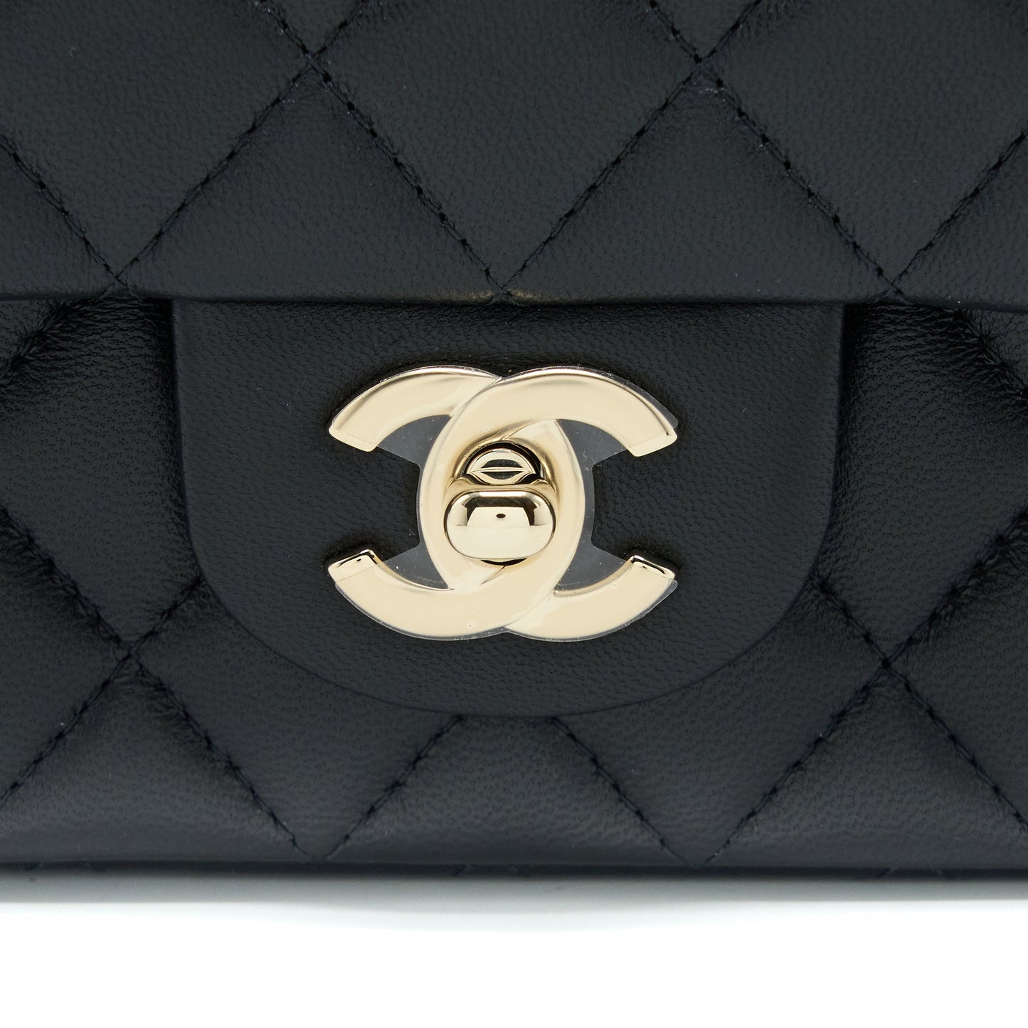 Chanel Top Handle Mini Rectangular Flap Bag Lambskin Black LGHW (Microchip)