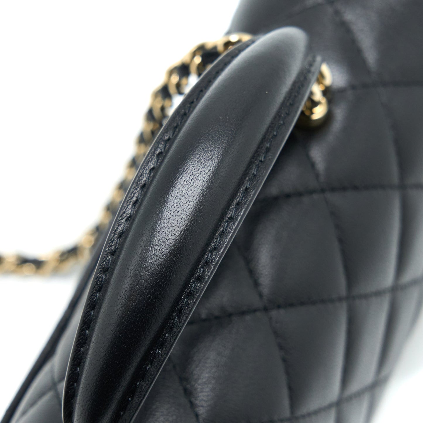 Chanel Top Handle Mini Rectangular Flap Bag Lambskin Black LGHW (Microchip)