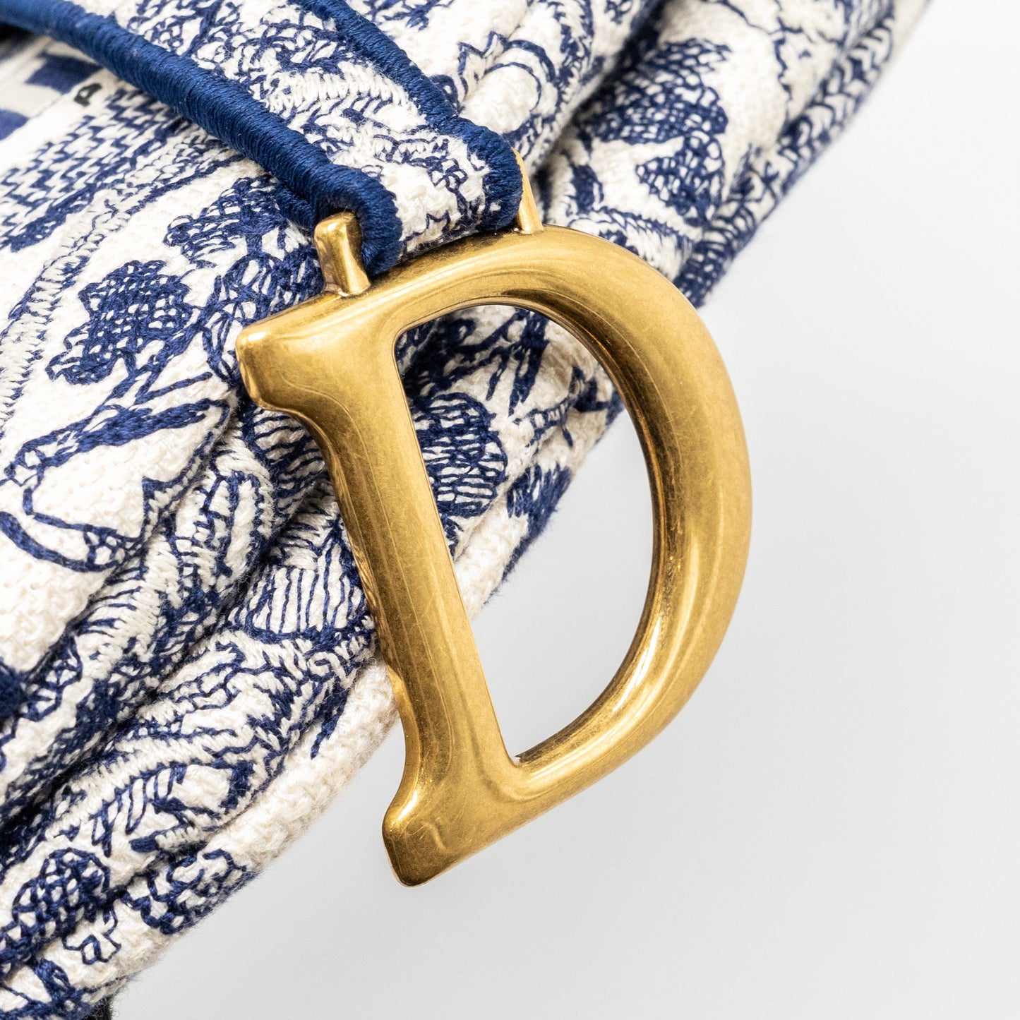 Dior Medium Saddle Bag Toile De Jouy Blue GHW