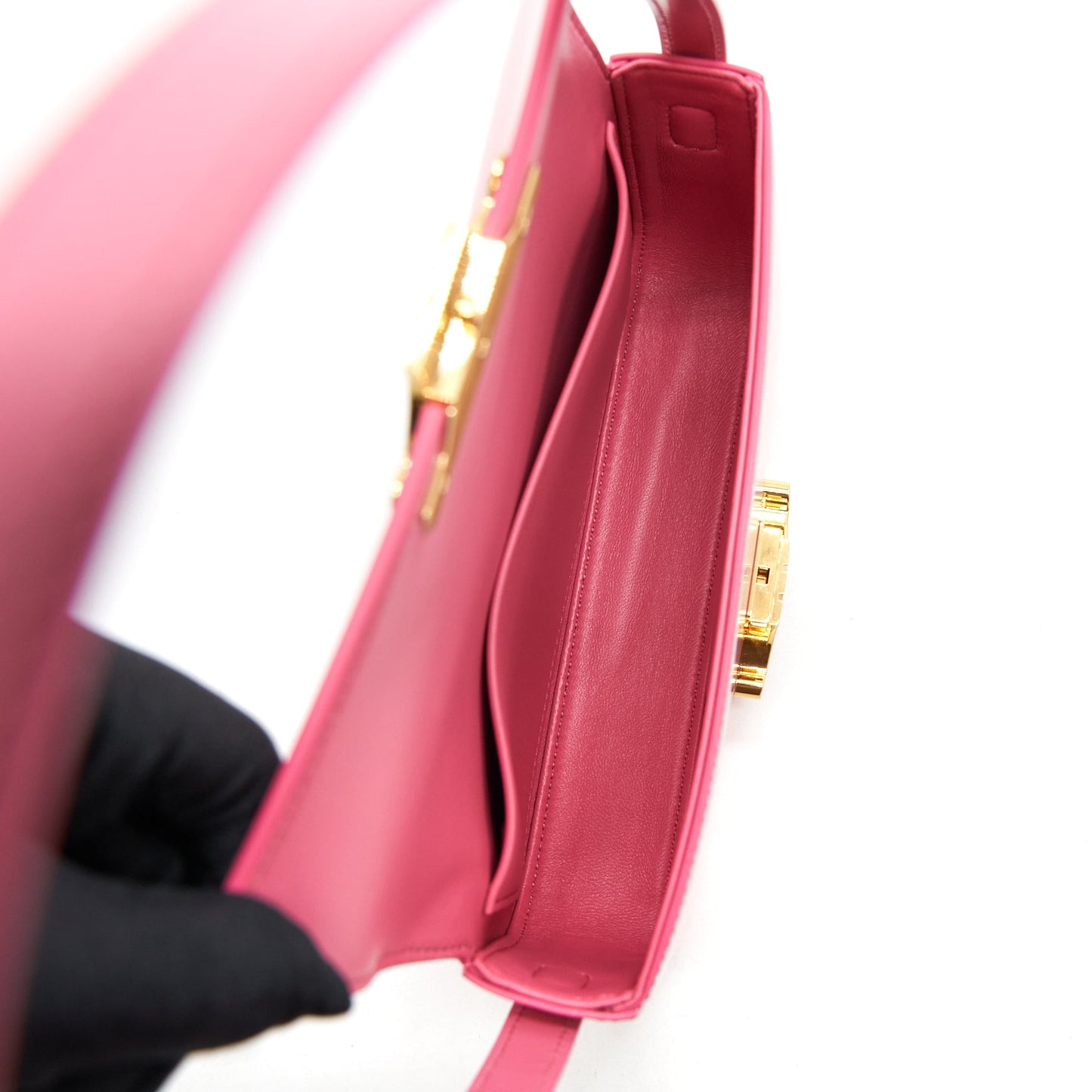 Celine Triomphe Shoulder Bag Shiny Calfskin Flamingo