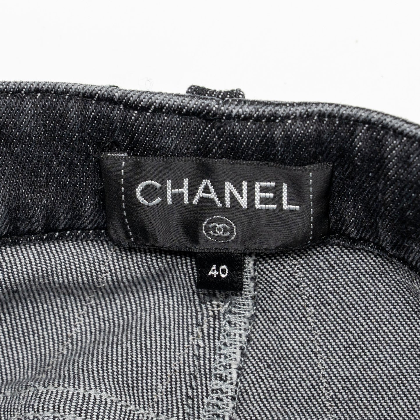 Chanel size 40 gold striped jeans pants cotton/elastane black