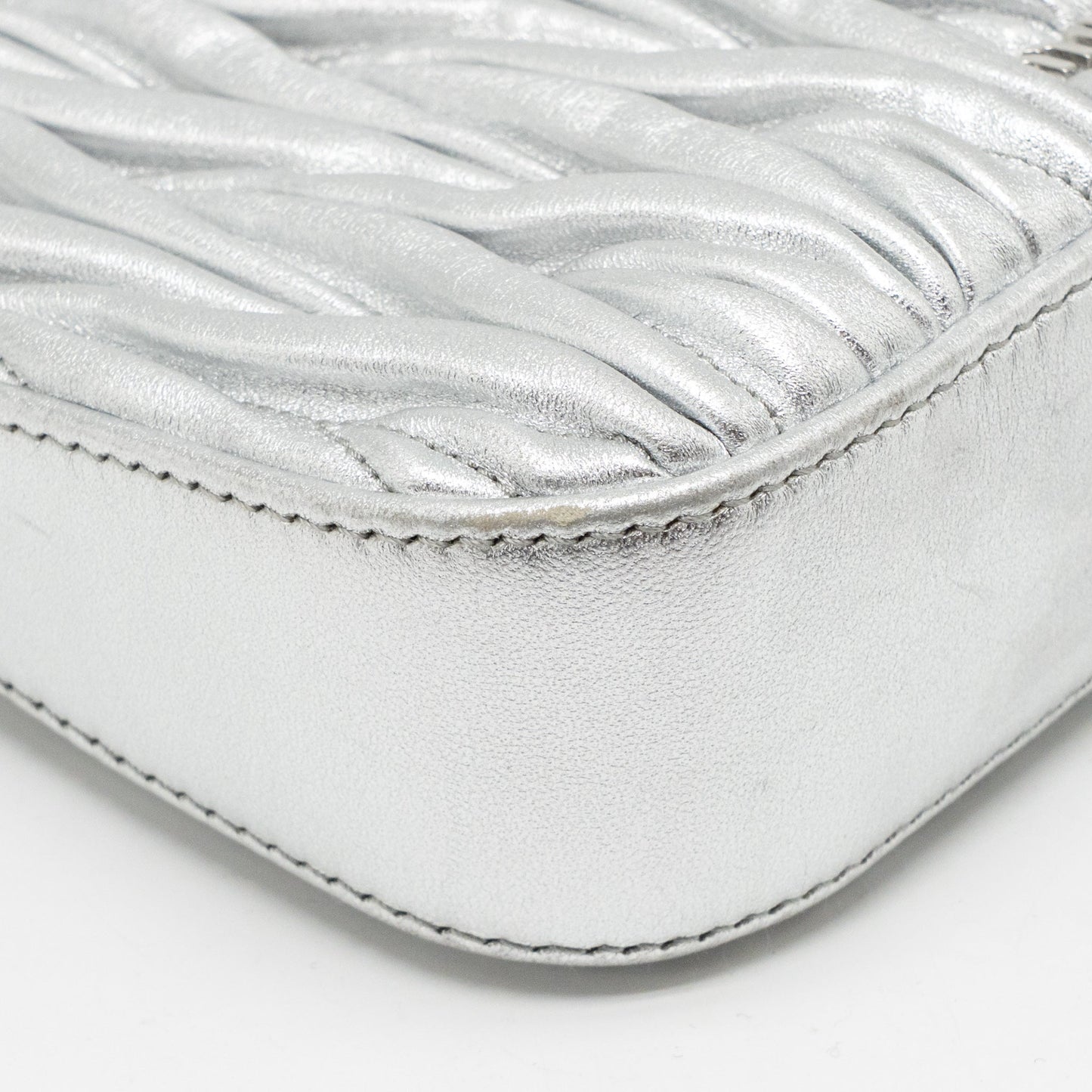 Miu Miu Sassy Bag Matelasse Napa Leather Silver SHW