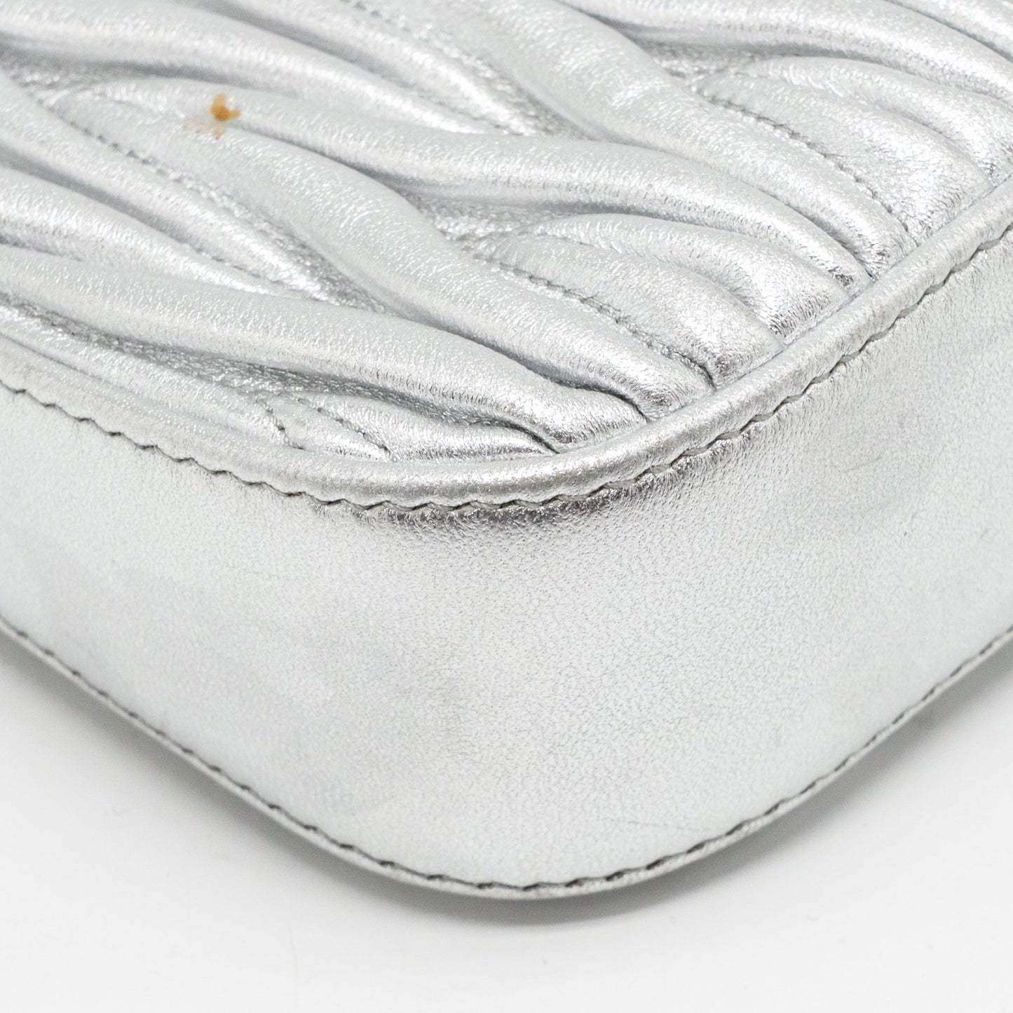 Miu Miu Sassy Bag Matelasse Napa Leather Silver SHW