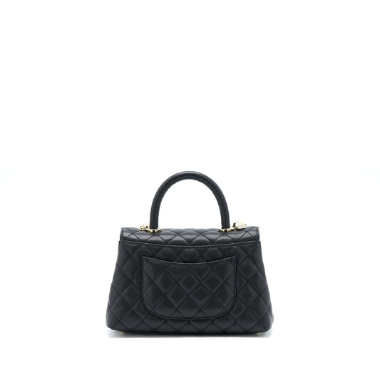Chanel Small Coco Handle Caviar Black LGHW (Microchip)