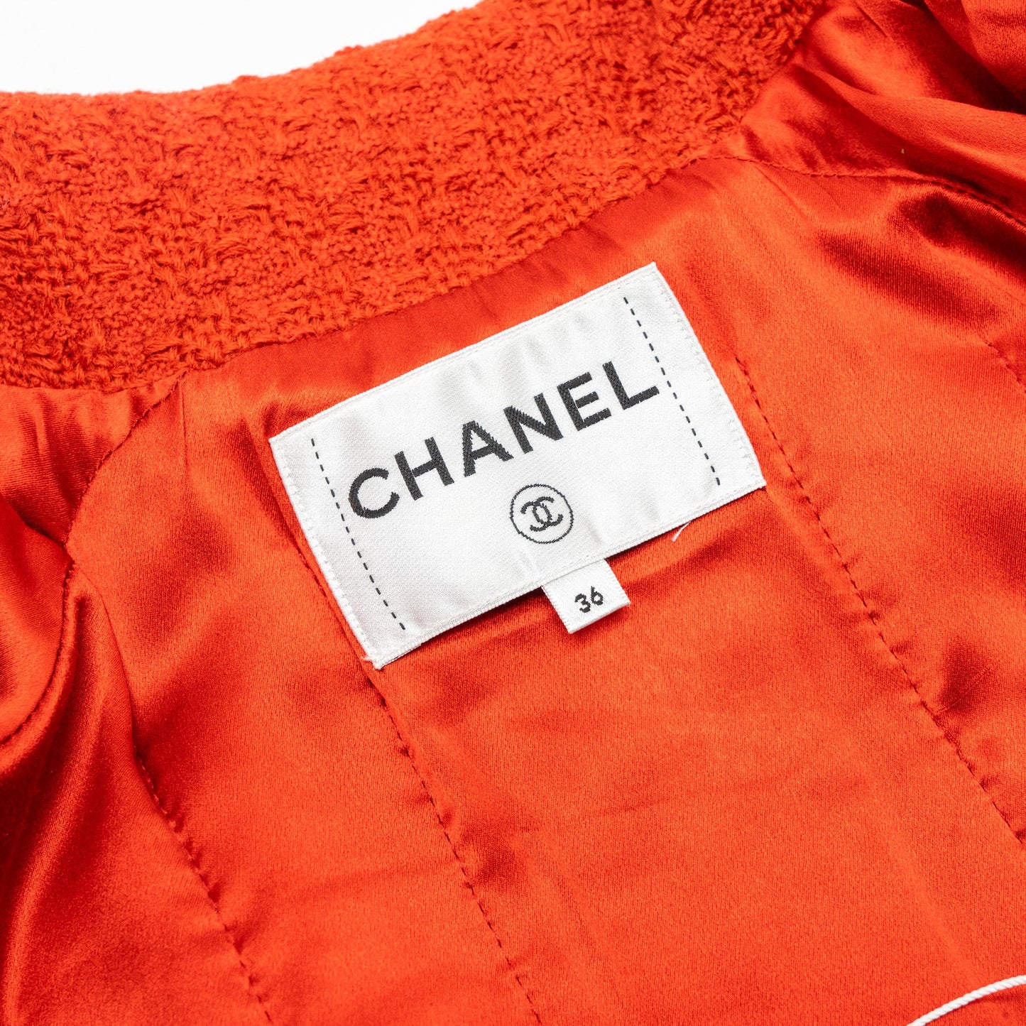 Chanel Size 36 19K Tweed Zip Up Jacket Wool Dark Orange