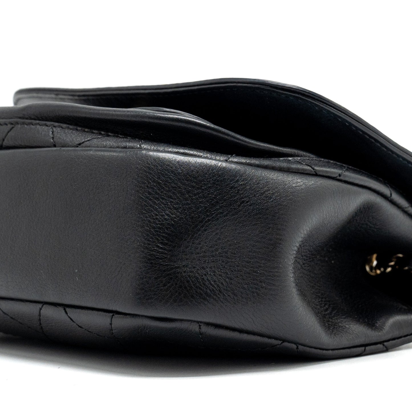 Chanel half moon quilted flap bag Grained Calfskin black GHW
