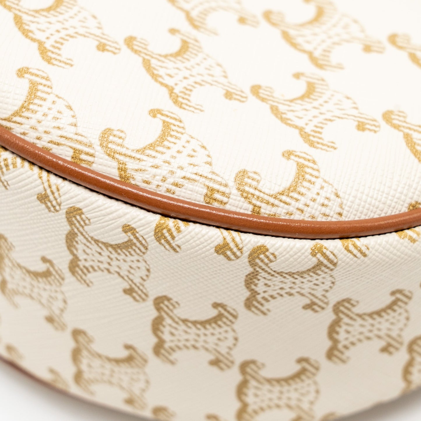 CELINE AVA Bag Triomphe Canvas/Calfskin White/Brown GHW