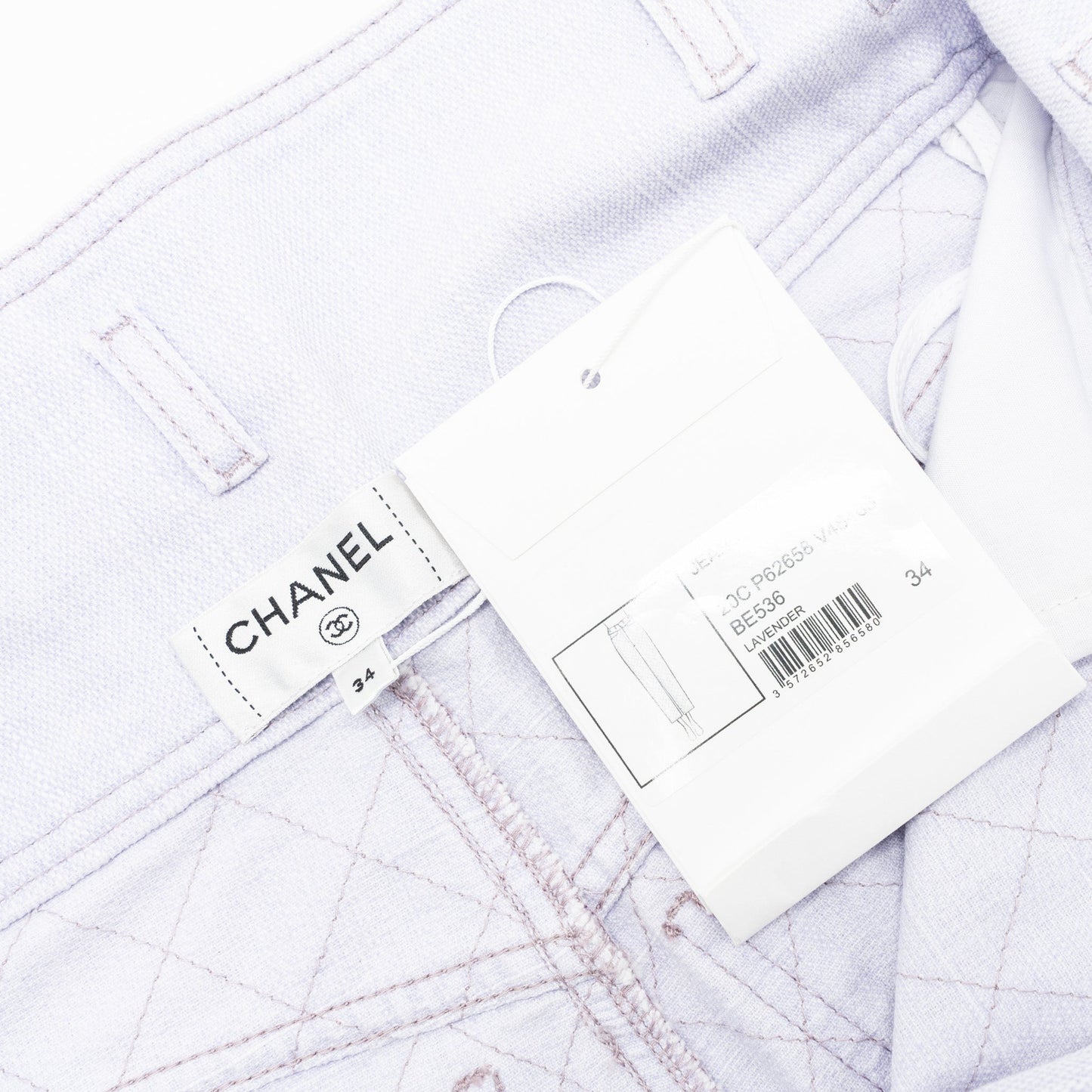 Chanel Size 34 20C Denim Jeans Cotton/Polyester Lavender