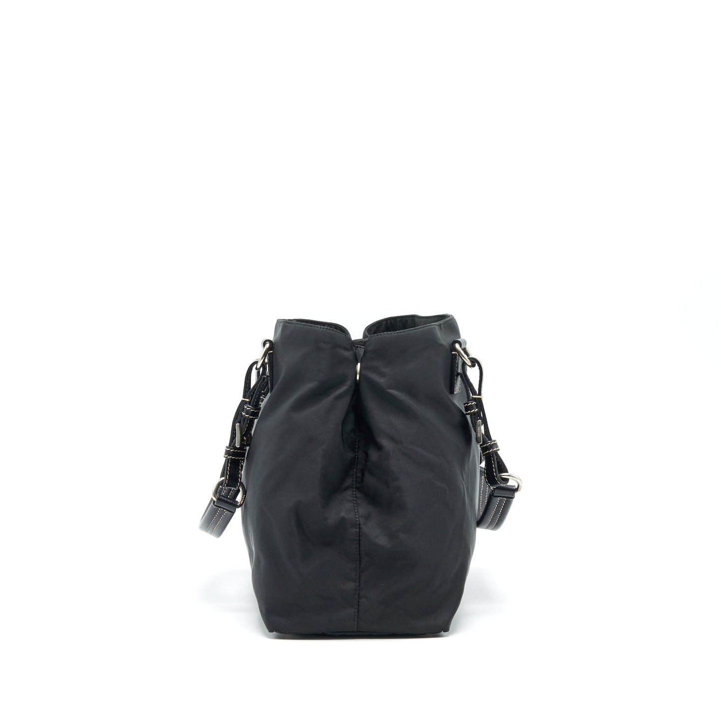 PRADA NYLON SHOULDER HAND BAG IN BLACK