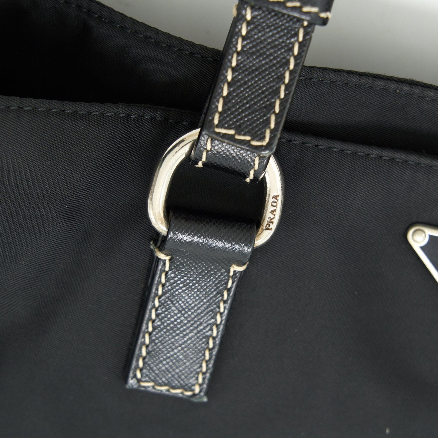 PRADA NYLON SHOULDER HAND BAG IN BLACK