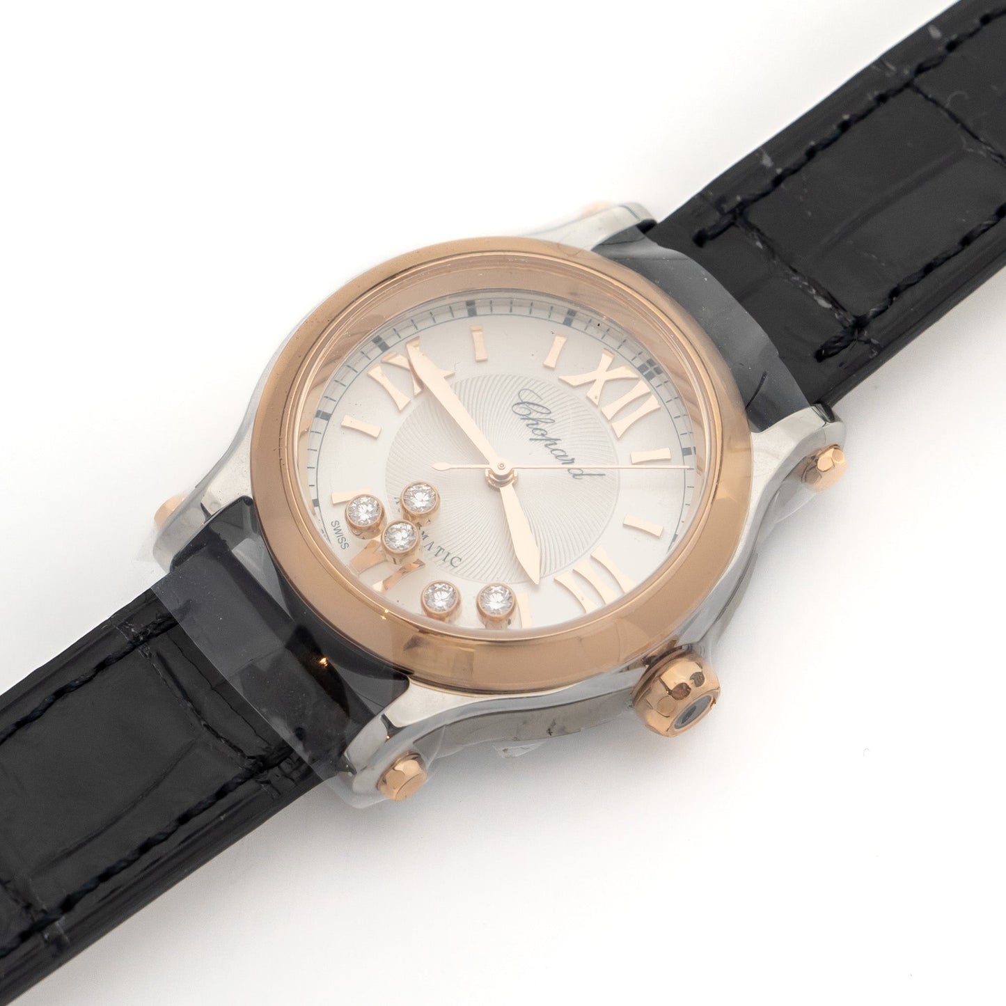 Chopard Happy Sport 30mm automatic rose gold/ steel with diamonds model : 278573-6013