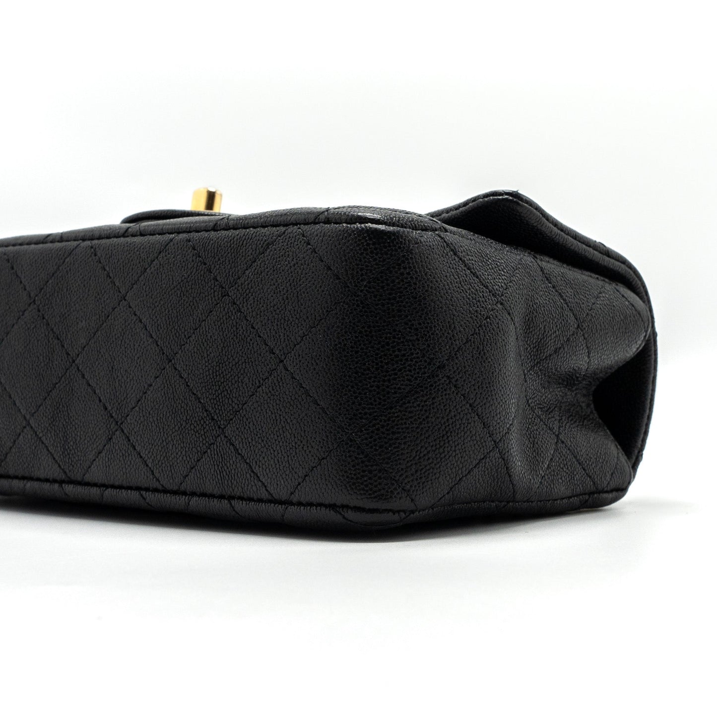 Chanel top handle mini rectangular flap bag grained calfskin black GHW