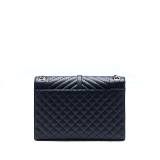 Saint Laurent Envelop Shoulder Bag Calfskin Navy SHW