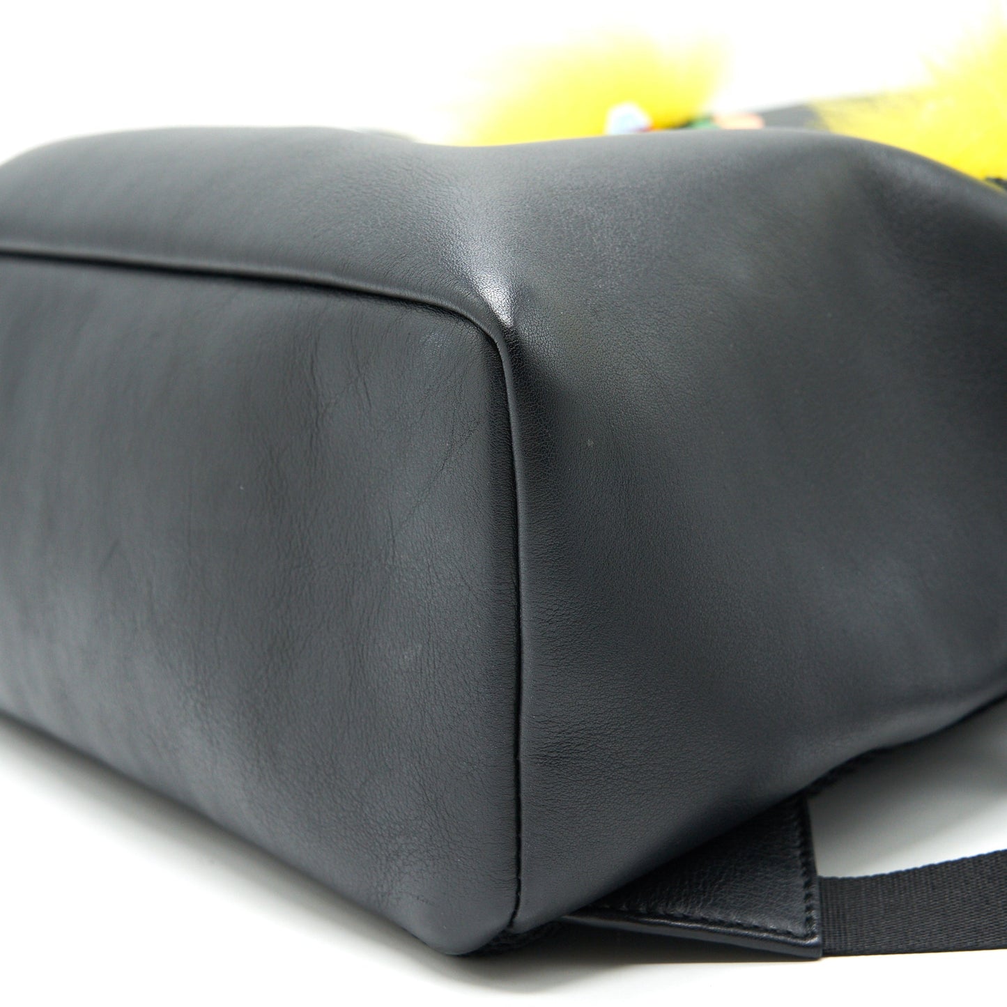 FENDI MONSTER BACKPACK IN BLACK WITH YELLOW FUR