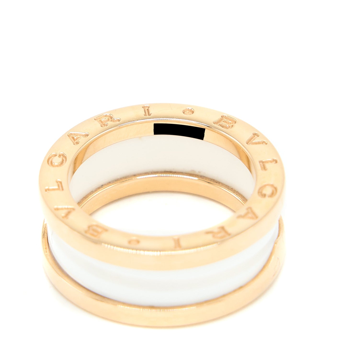 Bvlgari Size 51 B.zero Ring Two Band Ceramic Rose Gold
