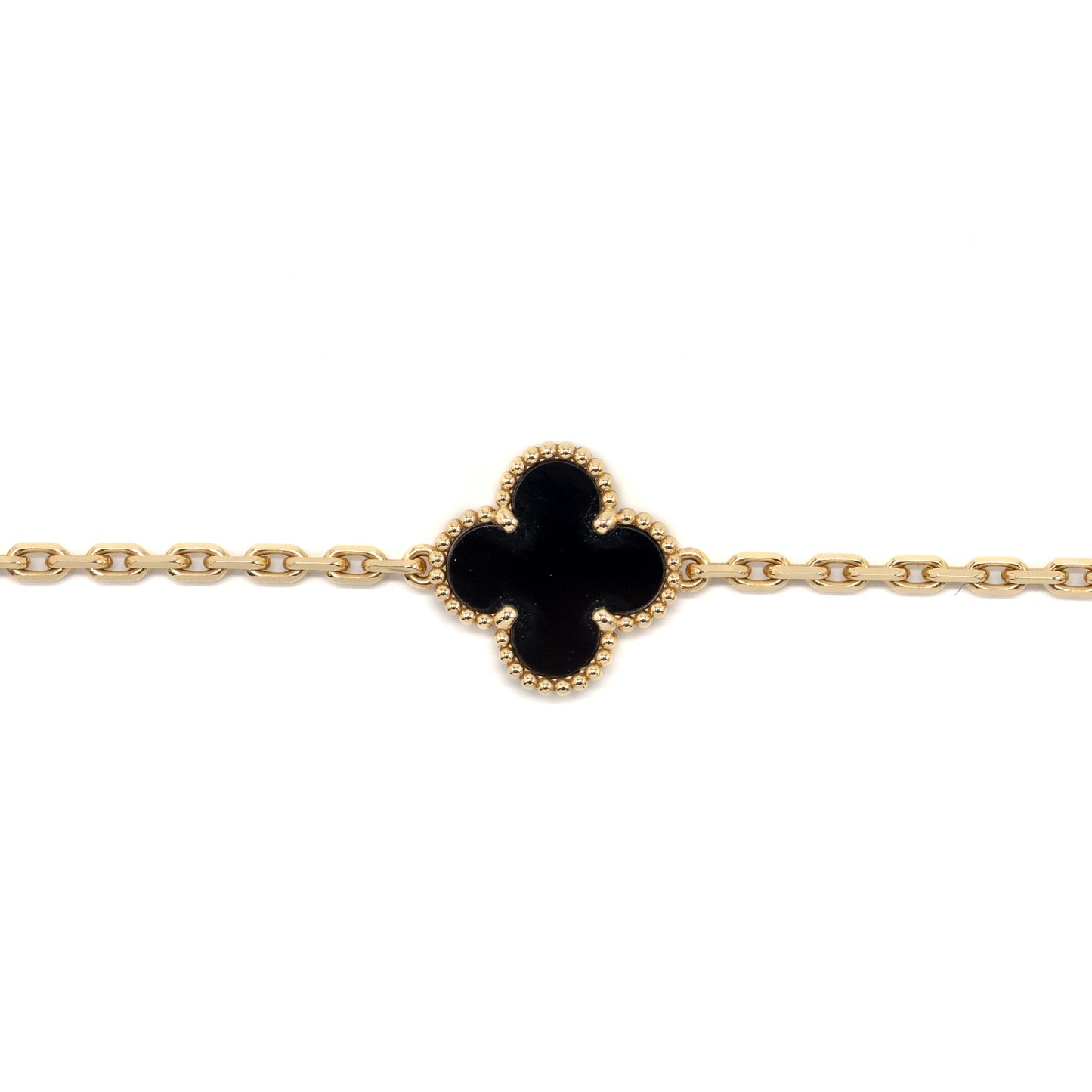 Van Cleef & Arpels Vintage Alhambra 10-Motif Pendant Onyx Yellow Gold