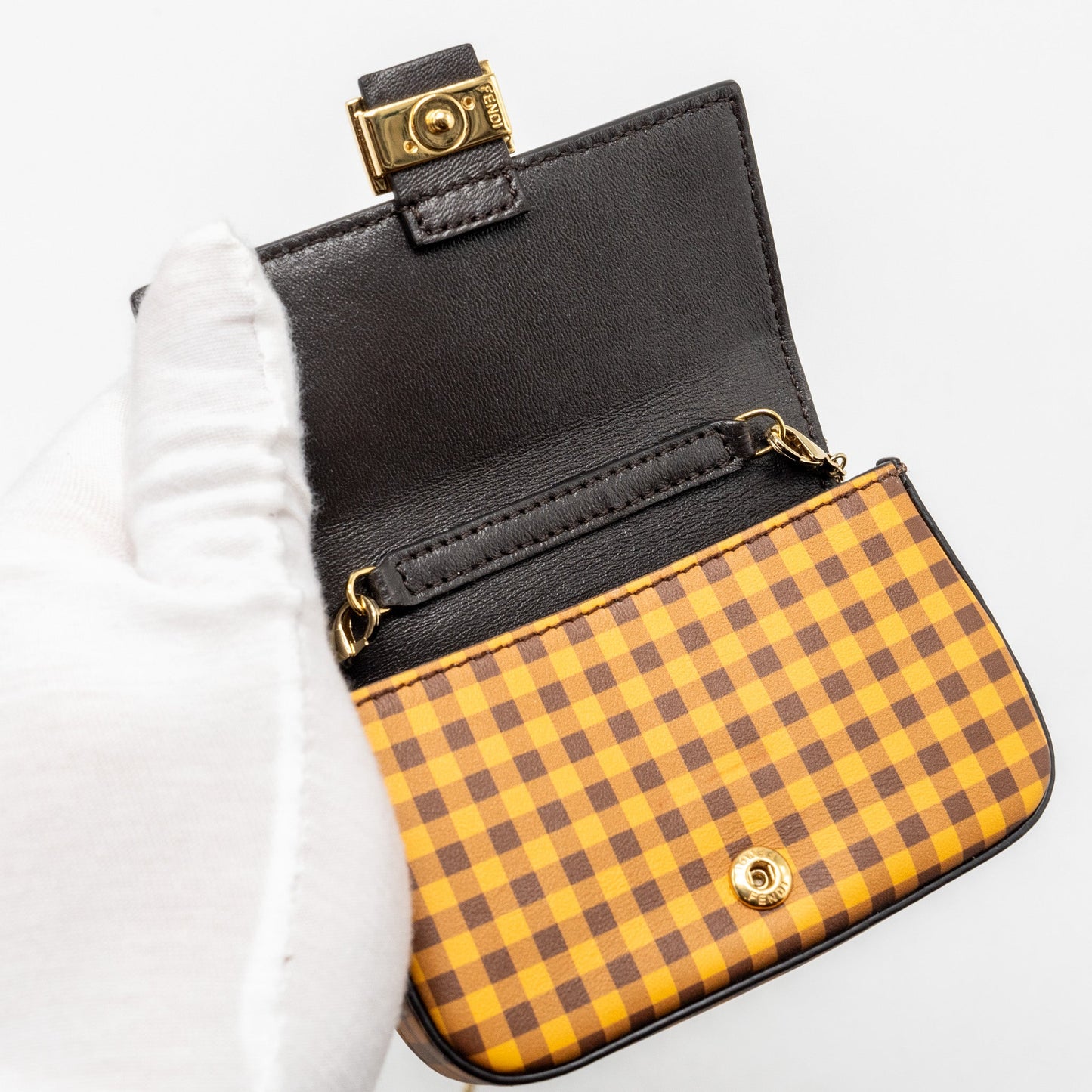 Fendi nano baguette bag charm leather yellow/multicolour GHW